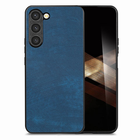 Coque Silicone Gel Motif Cuir Housse Etui SD8 pour Samsung Galaxy S24 Plus 5G Bleu