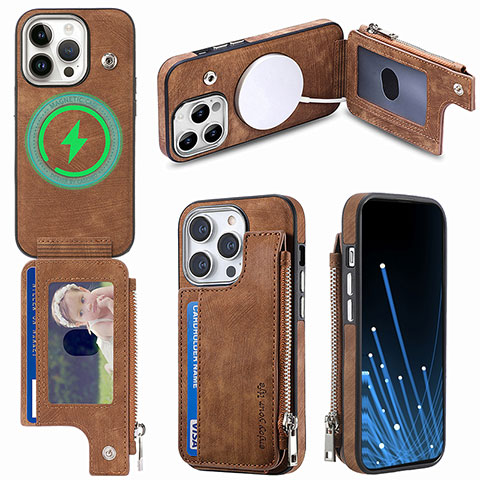 Coque Silicone Gel Motif Cuir Housse Etui SD9 pour Apple iPhone 13 Pro Max Marron