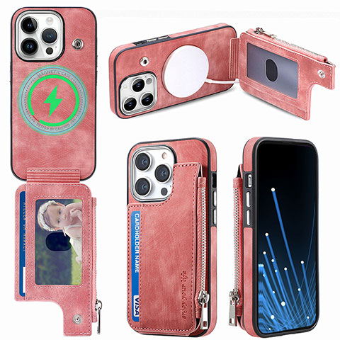 Coque Silicone Gel Motif Cuir Housse Etui SD9 pour Apple iPhone 13 Pro Rose