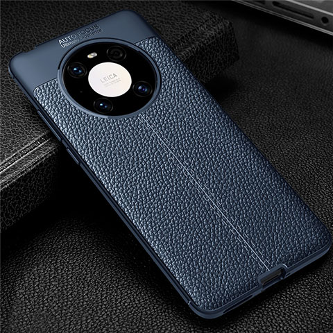 Coque Silicone Gel Motif Cuir Housse Etui U01 pour Huawei Mate 40E 5G Bleu