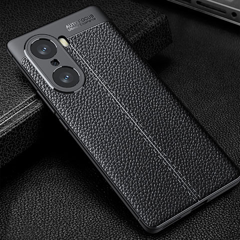 Coque Silicone Gel Motif Cuir Housse Etui WL1 pour Huawei Honor 60 Pro 5G Noir