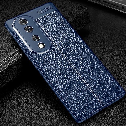 Coque Silicone Gel Motif Cuir Housse Etui WL1 pour Huawei Honor 70 Pro+ Plus 5G Bleu