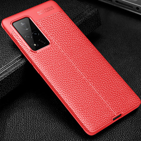 Coque Silicone Gel Motif Cuir Housse Etui WL1 pour Huawei Honor V40 5G Rouge