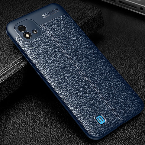 Coque Silicone Gel Motif Cuir Housse Etui WL1 pour Realme C20A Bleu