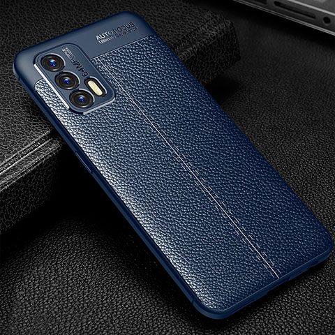 Coque Silicone Gel Motif Cuir Housse Etui WL1 pour Realme GT Neo 2T 5G Bleu