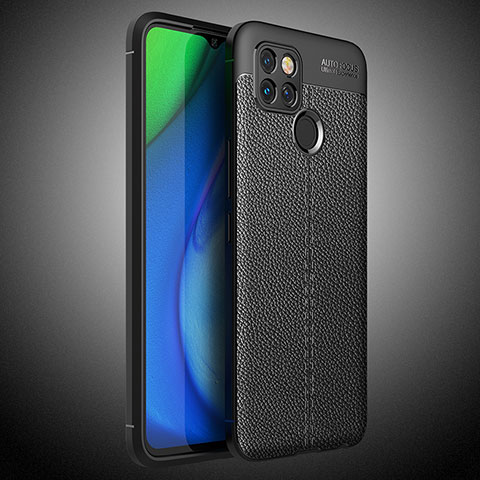 Coque Silicone Gel Motif Cuir Housse Etui WL1 pour Realme Q2i 5G Noir