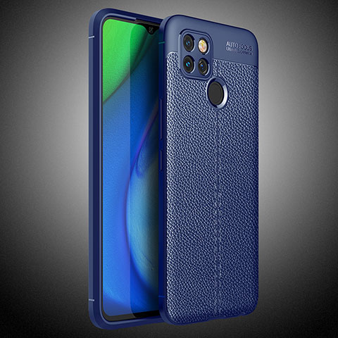 Coque Silicone Gel Motif Cuir Housse Etui WL1 pour Realme V3 5G Bleu