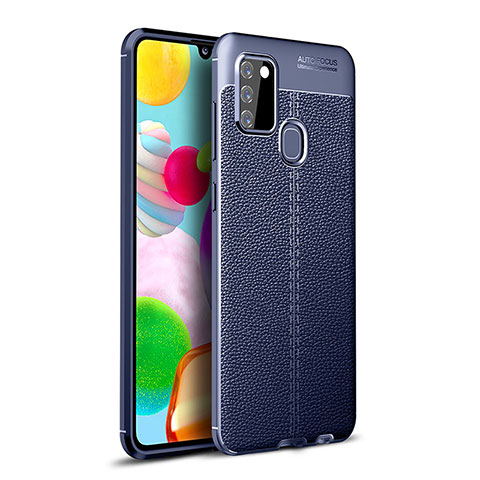 Coque Silicone Gel Motif Cuir Housse Etui WL1 pour Samsung Galaxy A21s Bleu