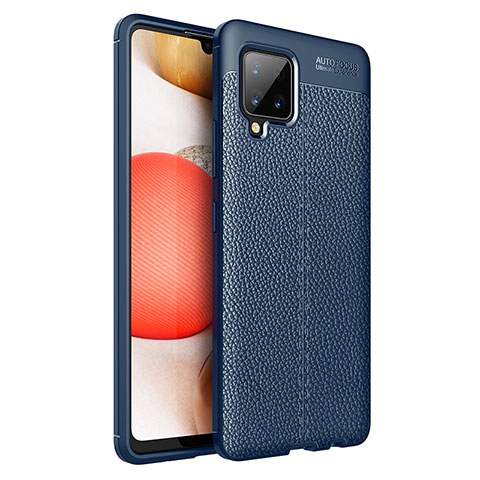 Coque Silicone Gel Motif Cuir Housse Etui WL1 pour Samsung Galaxy A42 5G Bleu