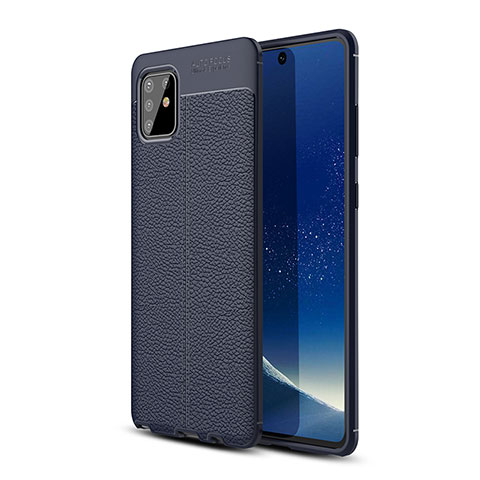 Coque Silicone Gel Motif Cuir Housse Etui WL1 pour Samsung Galaxy Note 10 Lite Bleu