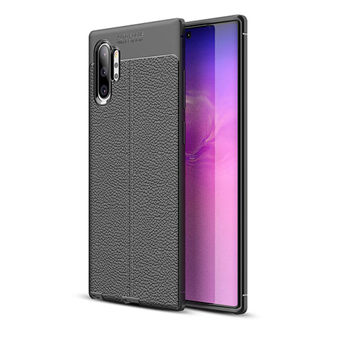 Coque Silicone Gel Motif Cuir Housse Etui WL1 pour Samsung Galaxy Note 10 Plus 5G Noir