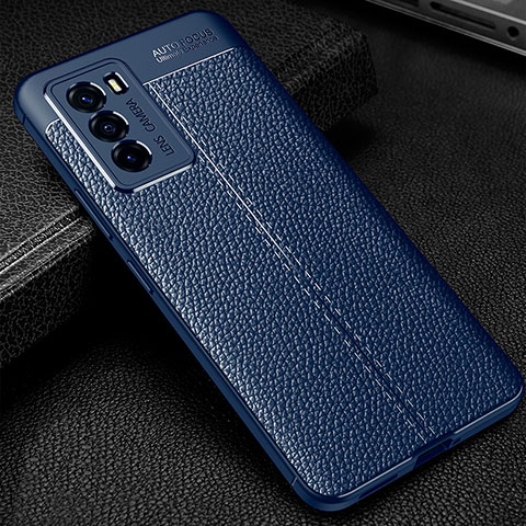 Coque Silicone Gel Motif Cuir Housse Etui WL1 pour Vivo iQOO 9 SE 5G Bleu