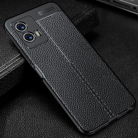 Coque Silicone Gel Motif Cuir Housse Etui WL1 pour Vivo iQOO U5 5G Noir