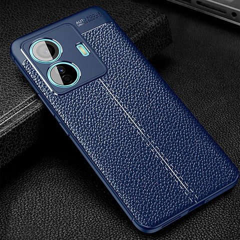 Coque Silicone Gel Motif Cuir Housse Etui WL1 pour Vivo iQOO Z6 Pro 5G Bleu