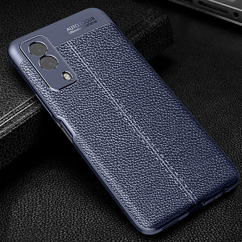 Coque Silicone Gel Motif Cuir Housse Etui WL1 pour Vivo T1x 5G Bleu