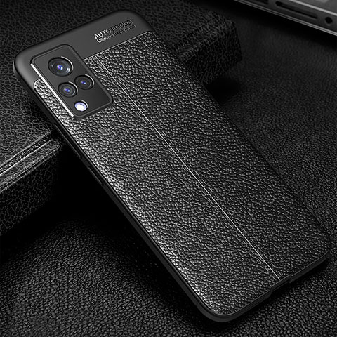 Coque Silicone Gel Motif Cuir Housse Etui WL1 pour Vivo V21s 5G Noir