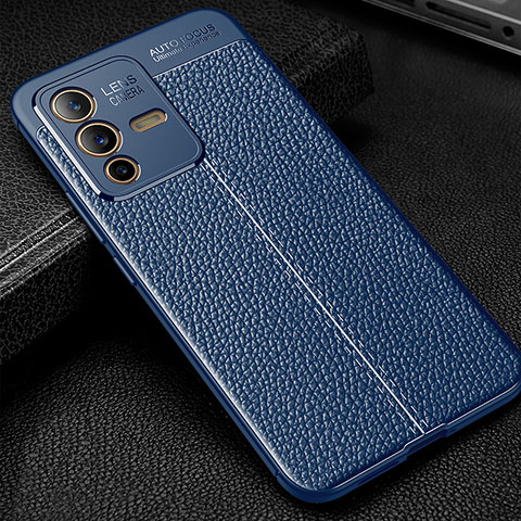 Coque Silicone Gel Motif Cuir Housse Etui WL1 pour Vivo V23 5G Bleu