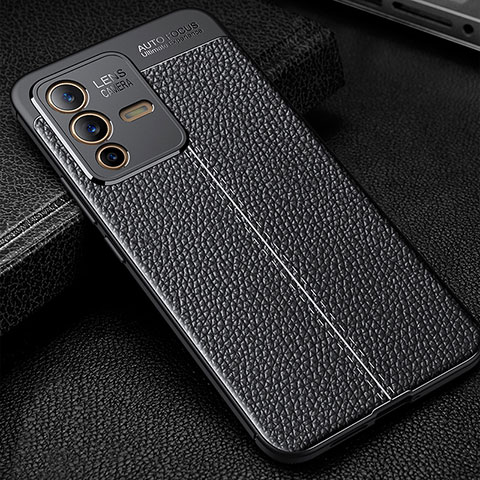 Coque Silicone Gel Motif Cuir Housse Etui WL1 pour Vivo V23 5G Noir