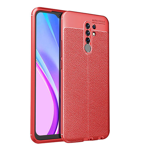 Coque Silicone Gel Motif Cuir Housse Etui WL1 pour Xiaomi Poco M2 Rouge