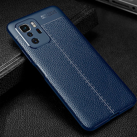 Coque Silicone Gel Motif Cuir Housse Etui WL1 pour Xiaomi Poco X3 GT 5G Bleu