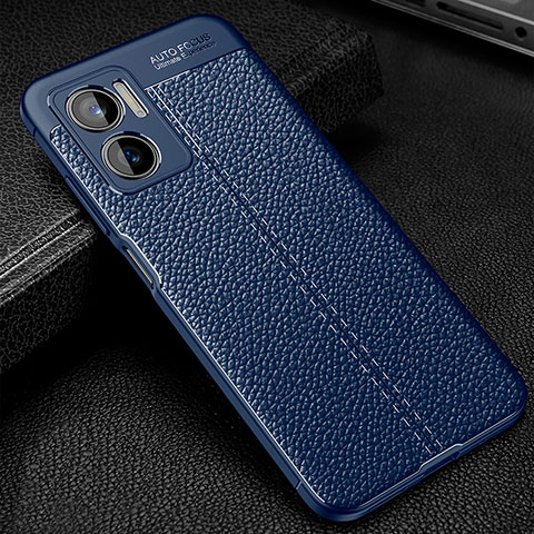 Coque Silicone Gel Motif Cuir Housse Etui WL1 pour Xiaomi Redmi 10 5G Bleu