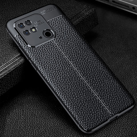 Coque Silicone Gel Motif Cuir Housse Etui WL1 pour Xiaomi Redmi 10 Power Noir