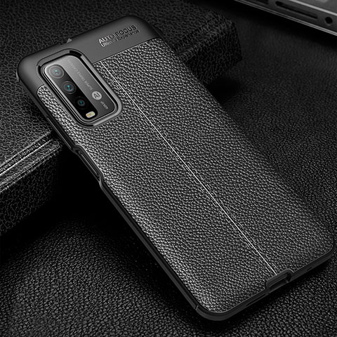 Coque Silicone Gel Motif Cuir Housse Etui WL1 pour Xiaomi Redmi 9 Power Noir