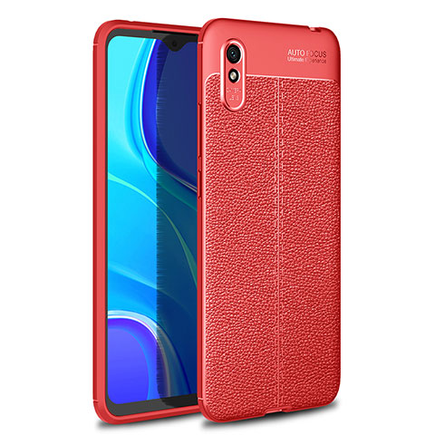 Coque Silicone Gel Motif Cuir Housse Etui WL1 pour Xiaomi Redmi 9A Rouge