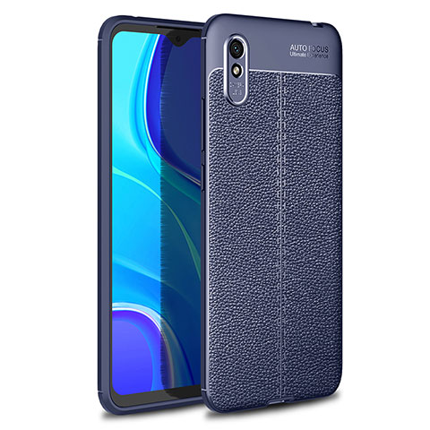 Coque Silicone Gel Motif Cuir Housse Etui WL1 pour Xiaomi Redmi 9AT Bleu