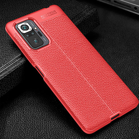 Coque Silicone Gel Motif Cuir Housse Etui WL1 pour Xiaomi Redmi Note 10 Pro Max Rouge