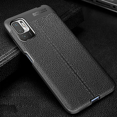 Coque Silicone Gel Motif Cuir Housse Etui WL1 pour Xiaomi Redmi Note 10T 5G Noir