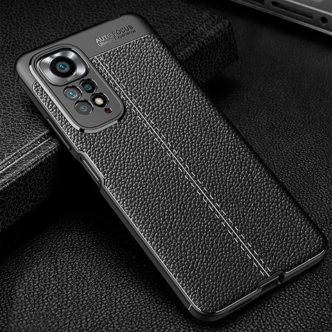 Coque Silicone Gel Motif Cuir Housse Etui WL1 pour Xiaomi Redmi Note 11 4G (2022) Noir