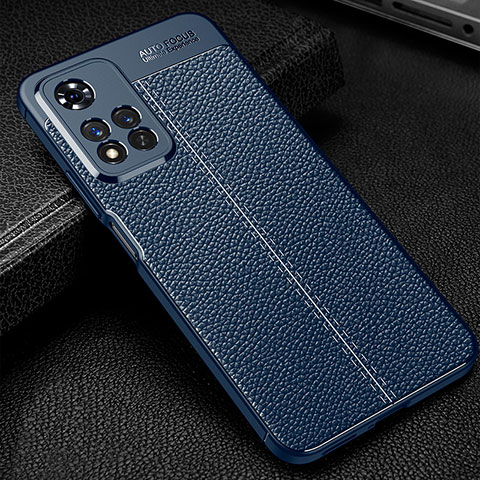 Coque Silicone Gel Motif Cuir Housse Etui WL1 pour Xiaomi Redmi Note 11 Pro+ Plus 5G Bleu