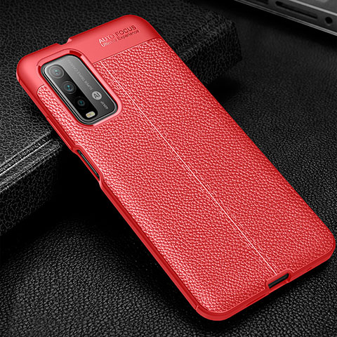 Coque Silicone Gel Motif Cuir Housse Etui WL1 pour Xiaomi Redmi Note 9 4G Rouge