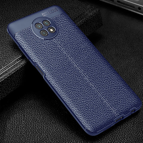 Coque Silicone Gel Motif Cuir Housse Etui WL1 pour Xiaomi Redmi Note 9 5G Bleu