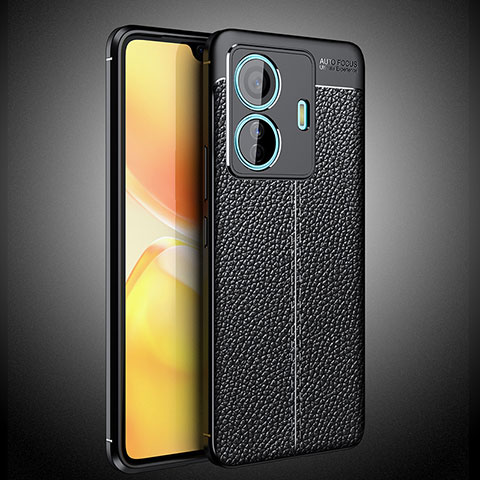 Coque Silicone Gel Motif Cuir Housse Etui WL2 pour Vivo iQOO Z6 Pro 5G Noir