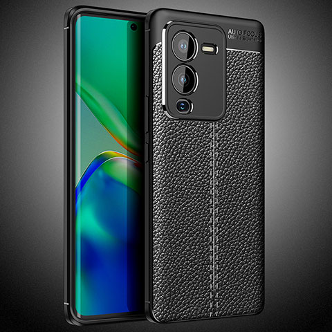 Coque Silicone Gel Motif Cuir Housse Etui WL2 pour Vivo V25 Pro 5G Noir