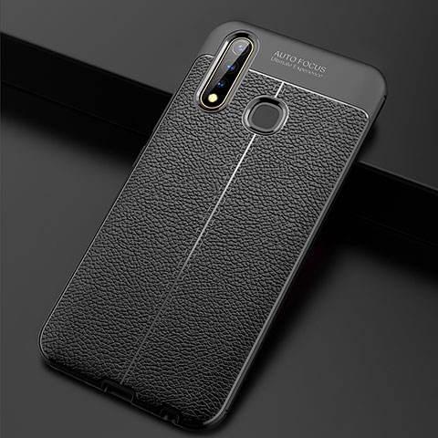 Coque Silicone Gel Motif Cuir Housse Etui WL2 pour Vivo Y19 Noir