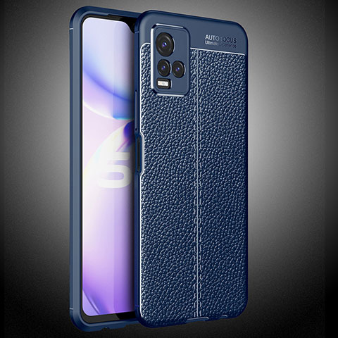 Coque Silicone Gel Motif Cuir Housse Etui WL2 pour Vivo Y21G Bleu