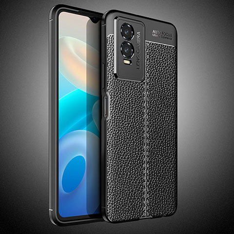 Coque Silicone Gel Motif Cuir Housse Etui WL2 pour Vivo Y74s 5G Noir