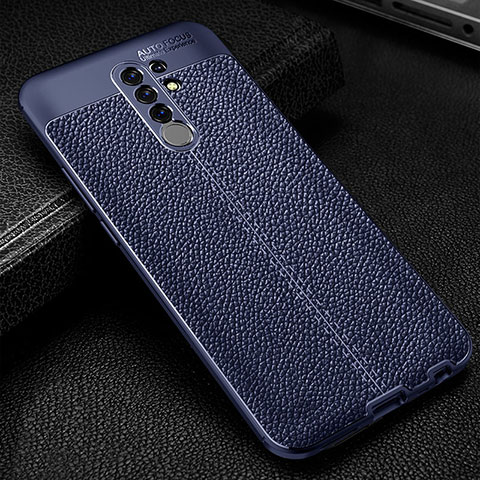 Coque Silicone Gel Motif Cuir Housse Etui WL2 pour Xiaomi Poco M2 Bleu