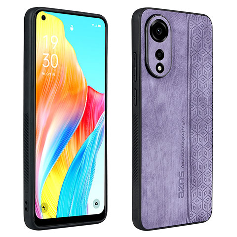 Coque Silicone Gel Motif Cuir Housse Etui YZ1 pour Oppo A78 4G Violet Clair