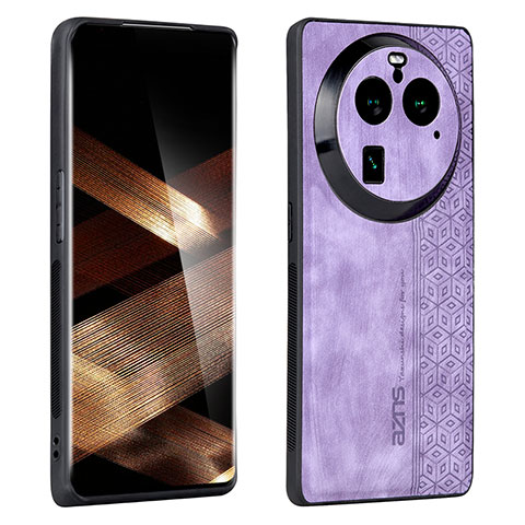 Coque Silicone Gel Motif Cuir Housse Etui YZ1 pour Oppo Find X6 5G Violet Clair