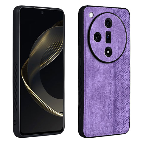 Coque Silicone Gel Motif Cuir Housse Etui YZ1 pour Oppo Find X7 5G Violet Clair