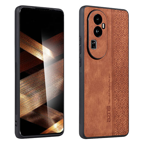 Coque Silicone Gel Motif Cuir Housse Etui YZ1 pour Oppo Reno10 Pro+ Plus 5G Marron