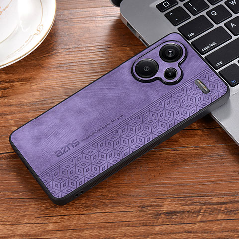 Coque Silicone Gel Motif Cuir Housse Etui YZ1 pour Xiaomi Redmi Note 13 Pro+ Plus 5G Violet Clair