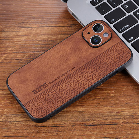 Coque Silicone Gel Motif Cuir Housse Etui YZ2 pour Apple iPhone 15 Pro Max Marron