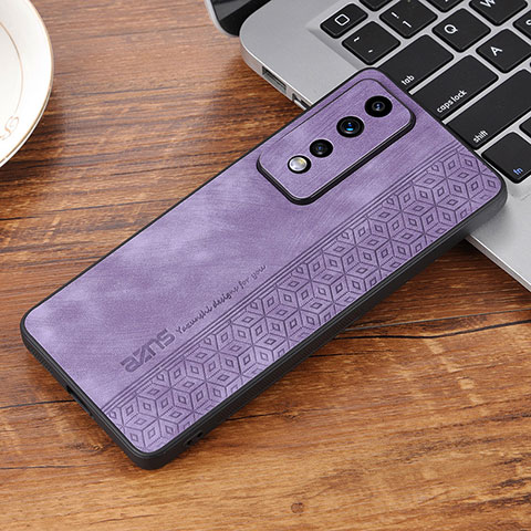 Coque Silicone Gel Motif Cuir Housse Etui YZ2 pour Huawei Honor 80 GT 5G Violet Clair