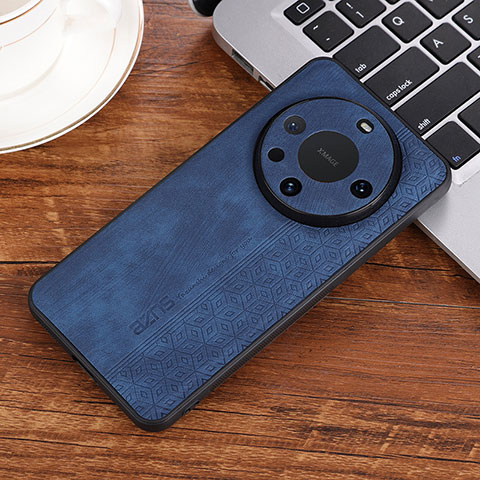 Coque Silicone Gel Motif Cuir Housse Etui YZ2 pour Huawei Mate 60 Pro Bleu