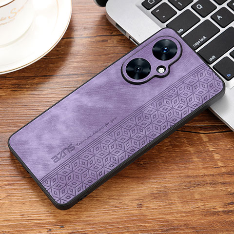 Coque Silicone Gel Motif Cuir Housse Etui YZ2 pour Huawei Nova 11i Violet Clair